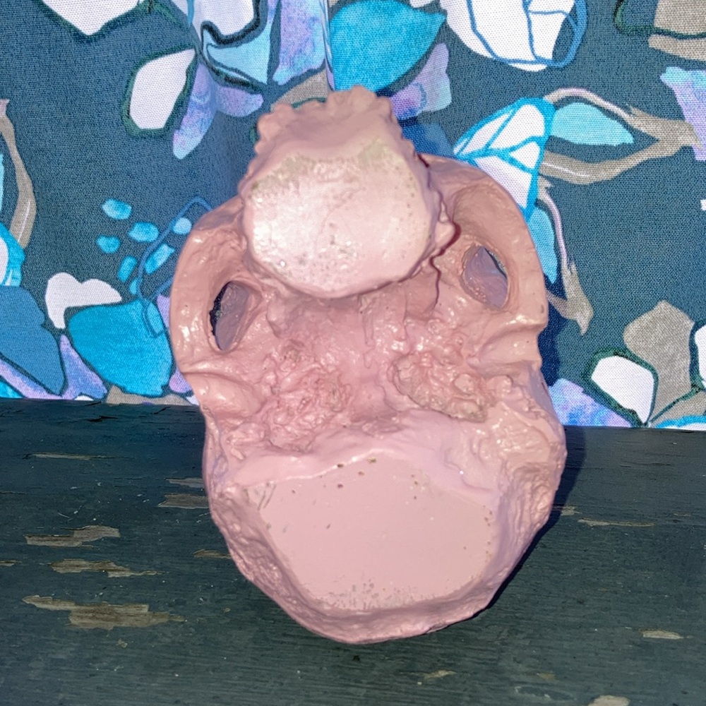 Halloween decorative Skull Sculpture Silver sparkle Crown bubblegum pink goth - Picture 11 of 16